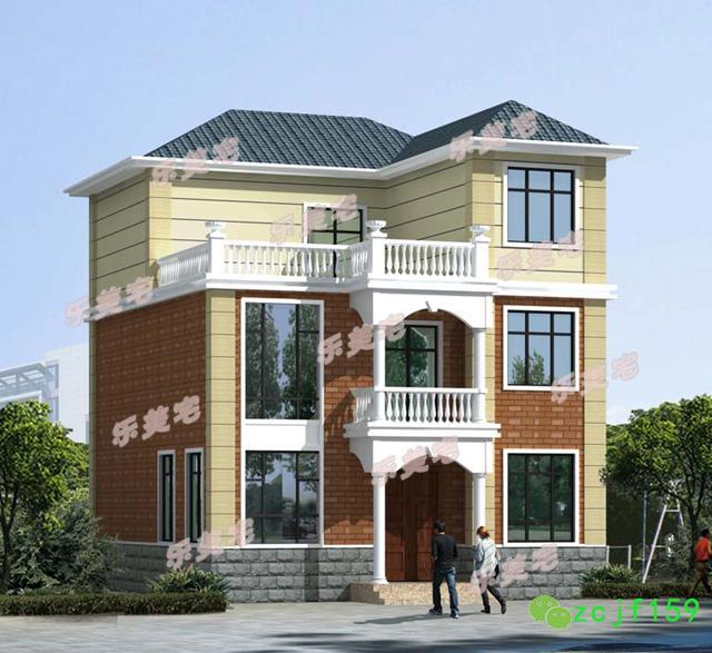 100平米左右農(nóng)村三層別墅房屋住宅設(shè)計(jì)圖，本戶(hù)型外形清新簡(jiǎn)潔，內(nèi)部的空間規(guī)劃緊湊，簡(jiǎn)單易建