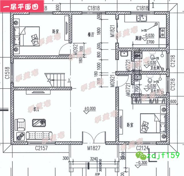 120平米簡約三層農(nóng)村三層自建別墅設(shè)計圖，羅馬柱裝飾，外觀精美，布局實用。