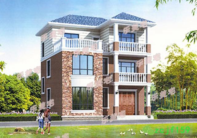 5套農村20萬左右三層住房別墅設計圖，外觀樸素淡雅，室內結構緊湊實用，采光透氣佳，帶大曬臺設計，觀景娛樂皆可。