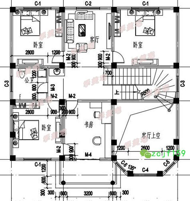 14x17米帶復(fù)式挑空客廳農(nóng)村三層別墅設(shè)計圖，空間設(shè)計合理，帶多個休閑娛樂室，可帶多個親朋好友一起娛樂，一起享受休閑的假