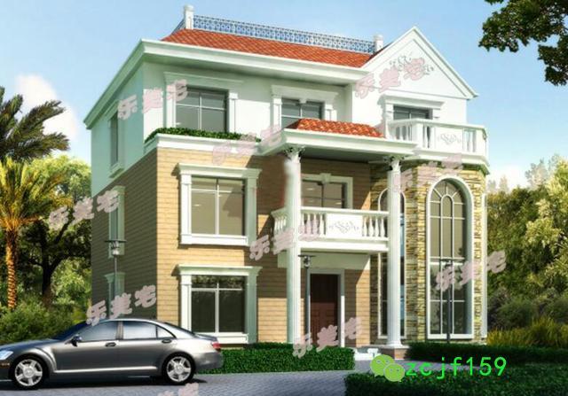 14x17米帶復(fù)式挑空客廳農(nóng)村三層別墅設(shè)計圖，空間設(shè)計合理，帶多個休閑娛樂室，可帶多個親朋好友一起娛樂，一起享受休閑的假