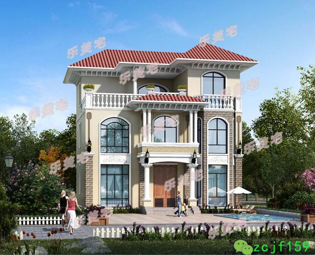 造價(jià)30w左右?guī)杜_(tái)農(nóng)村簡(jiǎn)約三層自建別墅設(shè)圖，外觀簡(jiǎn)潔大方，平面布局緊湊。