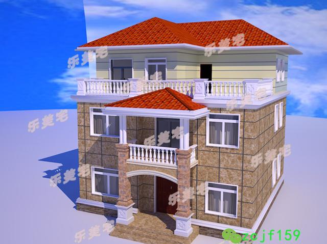 造價(jià)30w左右?guī)杜_(tái)農(nóng)村簡(jiǎn)約三層自建別墅設(shè)圖，外觀簡(jiǎn)潔大方，平面布局緊湊。