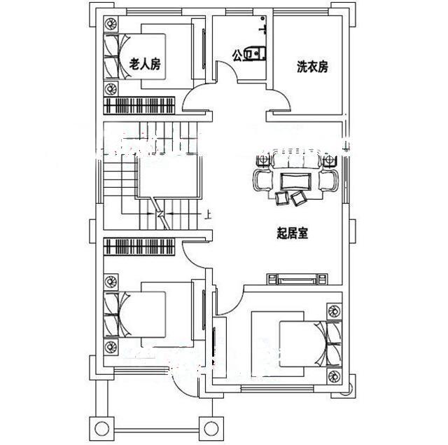 面寬8以內(nèi)農(nóng)村三層小別墅設(shè)計圖，外觀高端大氣，大露臺有最大化的觀景視覺效果。