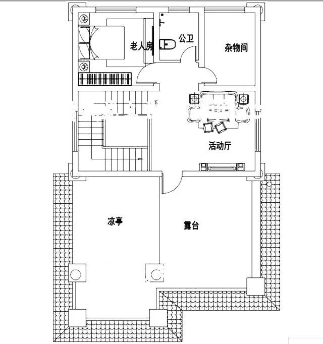 面寬8以內(nèi)農(nóng)村三層小別墅設(shè)計圖，外觀高端大氣，大露臺有最大化的觀景視覺效果。