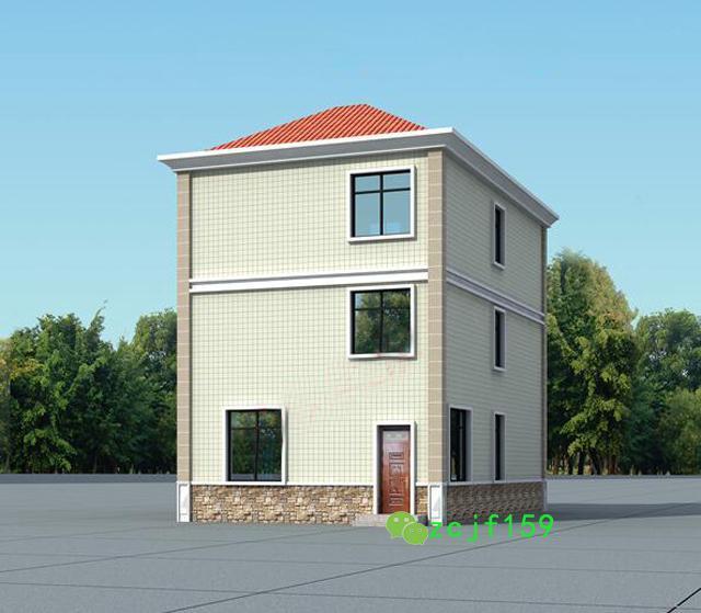 面寬8以內(nèi)農(nóng)村三層小別墅設(shè)計圖，外觀高端大氣，大露臺有最大化的觀景視覺效果。