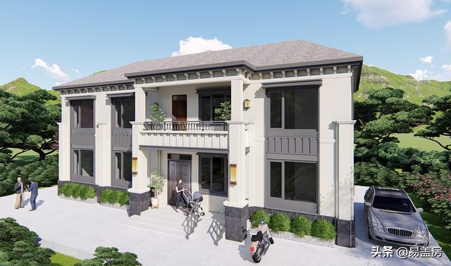 新中式別墅設(shè)計圖，平面布局十分規(guī)整，符合業(yè)主要求和家人的使用習慣