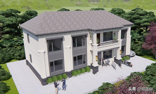 新中式別墅設(shè)計圖，平面布局十分規(guī)整，符合業(yè)主要求和家人的使用習慣