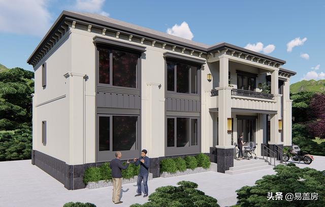 新中式別墅設(shè)計圖，平面布局十分規(guī)整，符合業(yè)主要求和家人的使用習慣