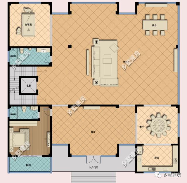 帶挑空客廳+電梯三層別墅設(shè)計(jì)圖，豪到人人都說(shuō)好！充分的顯示主人的身份地位等。
