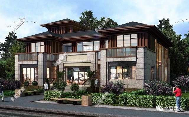 帶挑空客廳+電梯三層別墅設(shè)計(jì)圖，豪到人人都說(shuō)好！充分的顯示主人的身份地位等。