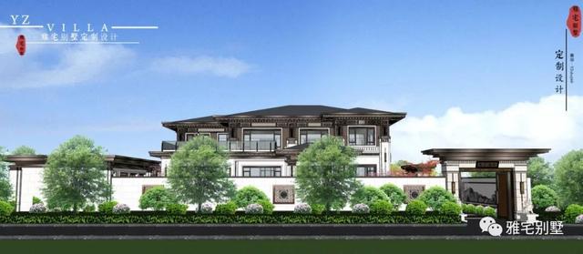 河北兩層新中式合院別墅設(shè)計(jì)圖，24x35米，前庭后院，小橋流水