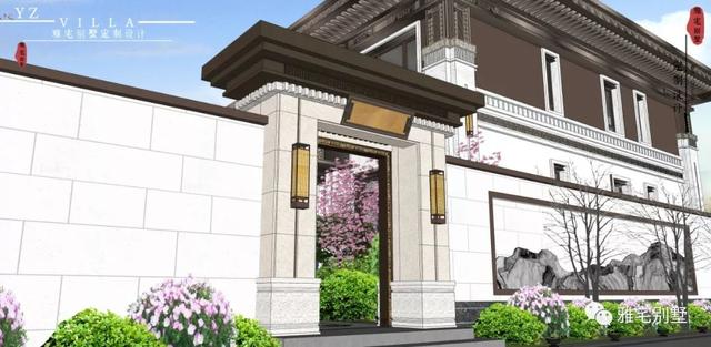 河北兩層新中式合院別墅設(shè)計(jì)圖，24x35米，前庭后院，小橋流水