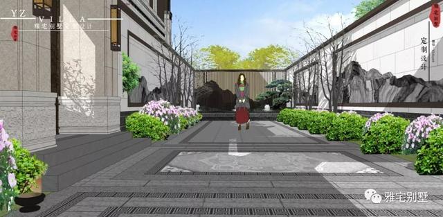 河北兩層新中式合院別墅設(shè)計(jì)圖，24x35米，前庭后院，小橋流水