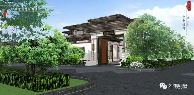 河北兩層新中式合院別墅設(shè)計(jì)圖，24x35米，前庭后院，小橋流水