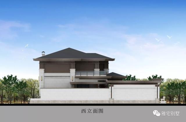 河北兩層新中式合院別墅設(shè)計(jì)圖，24x35米，前庭后院，小橋流水