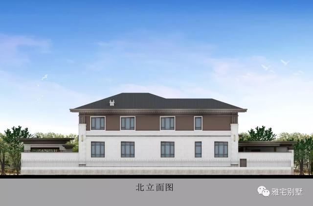 河北兩層新中式合院別墅設(shè)計(jì)圖，24x35米，前庭后院，小橋流水