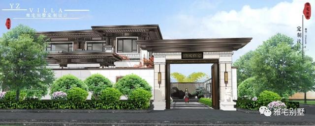 河北兩層新中式合院別墅設(shè)計(jì)圖，24x35米，前庭后院，小橋流水