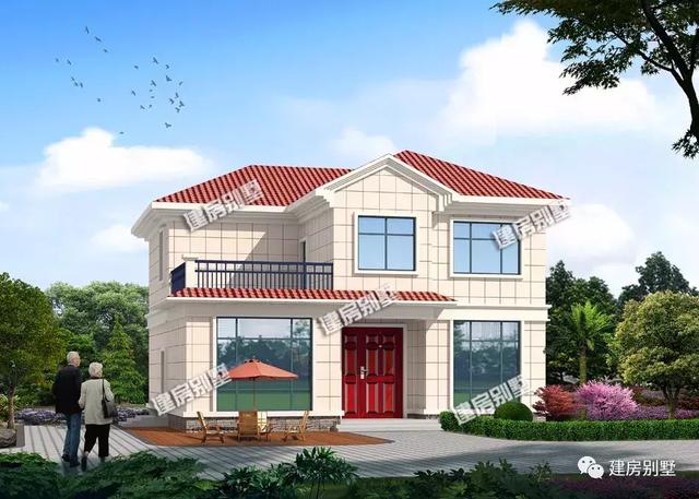 小戶(hù)型兩層自建房設(shè)計(jì)圖，外觀比較干凈簡(jiǎn)約，主體造價(jià)20萬(wàn)左右，屋面配紅瓦