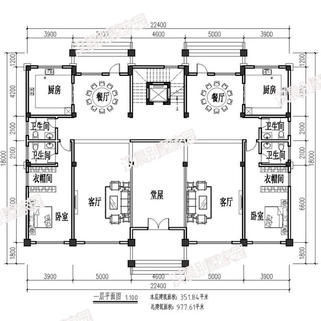 開春就蓋這棟雙拼別墅設計圖，占地351平方米的自建房設計圖可謂是洋氣十足美觀實用