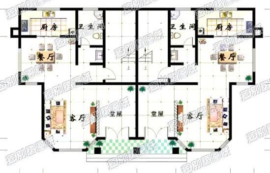 50萬(wàn)框架結(jié)構(gòu)18×12米三層雙拼別墅施效果圖，看上去十分氣派