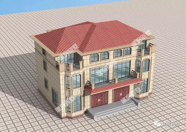 簡歐式外觀設(shè)計的雙拼別墅設(shè)計圖，造價不算高，兩兄弟合建很體面