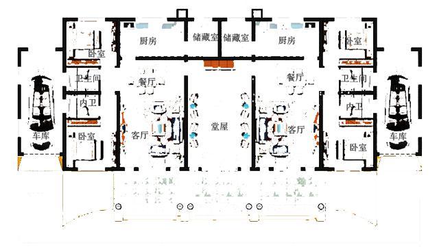 農(nóng)村一層雙拼別墅設(shè)計(jì)圖，室內(nèi)設(shè)計(jì)都非常合理，符合農(nóng)村的風(fēng)景布局