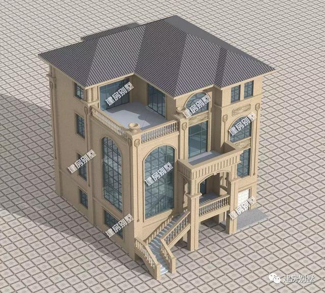 帶架空層四層豪華別墅設(shè)計(jì)圖，室內(nèi)外都很大氣