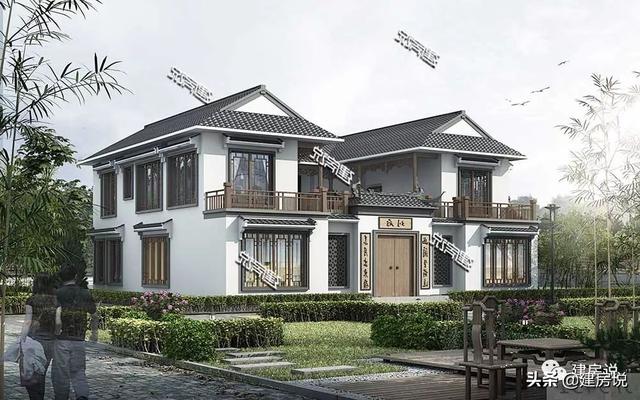 36萬建棟中式別墅設(shè)計圖，宛如一幅秀麗的山水畫，無法讓人不愛