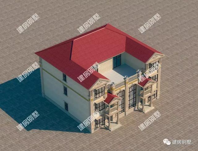 客廳挑空設計的農村雙拼別墅設計圖，看著就非常的氣派。