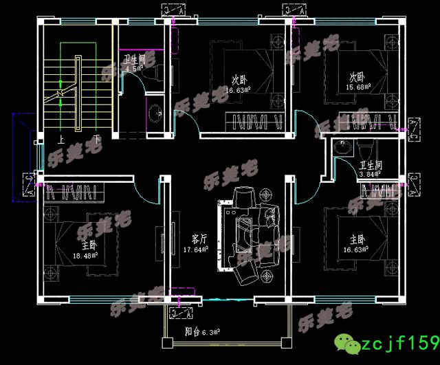 三層別墅圖紙全套設(shè)計(jì)圖，戶型漂亮，空間布局合理。