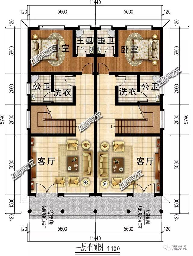 經濟又實用的兄弟雙拼別墅設計圖，家有兩兄弟的這樣建經濟又劃算。