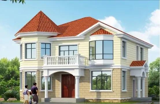 13?12歐式二層農(nóng)村小別墅設(shè)計(jì)圖，造價(jià)30萬(wàn)，戶型方正