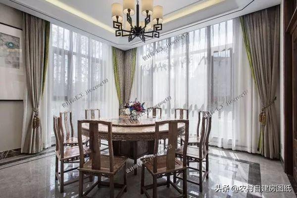 新中式三合院別墅設計圖，整個外觀都非常的有質感