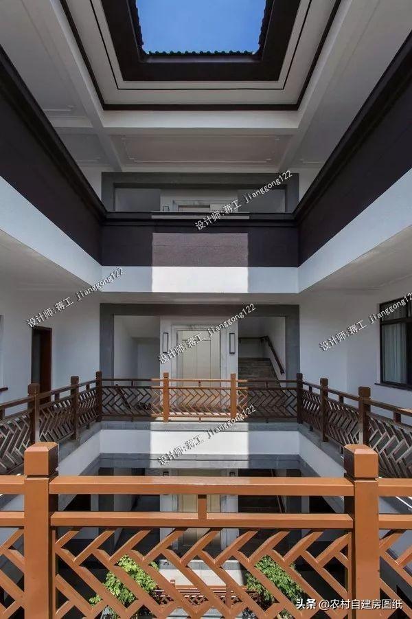 新中式三合院別墅設計圖，整個外觀都非常的有質感