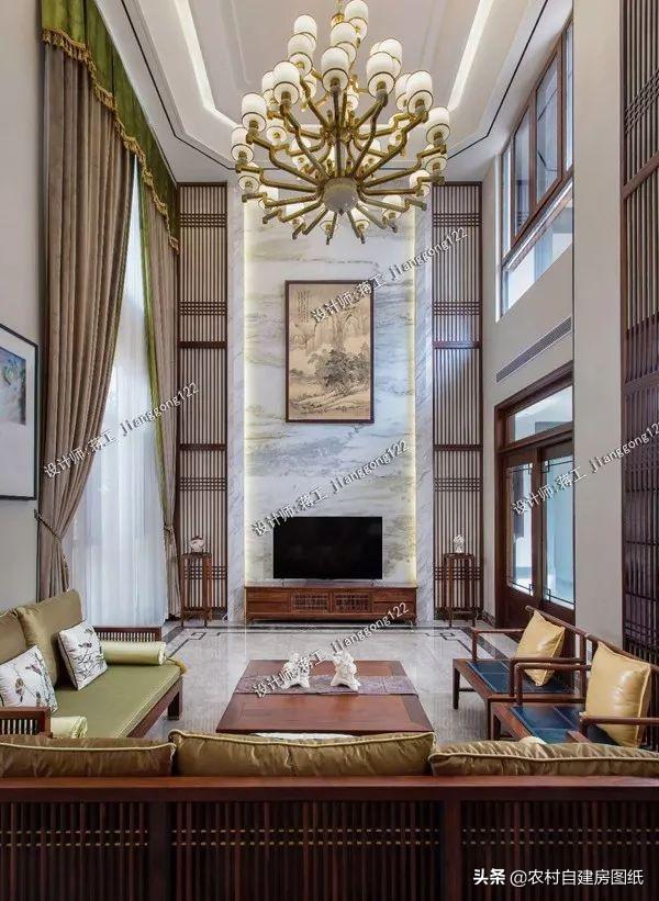 新中式三合院別墅設計圖，整個外觀都非常的有質感