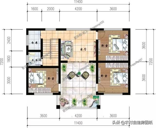 12款三層農(nóng)村別墅設(shè)計(jì)圖，主題造價(jià)20萬(wàn)，占地100平方米左右