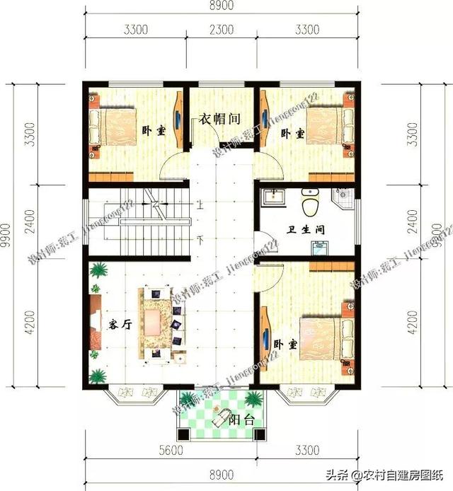 12款三層農(nóng)村別墅設(shè)計(jì)圖，主題造價(jià)20萬(wàn)，占地100平方米左右