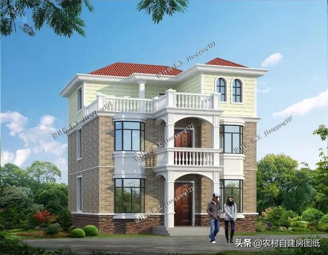 12款三層農(nóng)村別墅設(shè)計(jì)圖，主題造價(jià)20萬(wàn)，占地100平方米左右