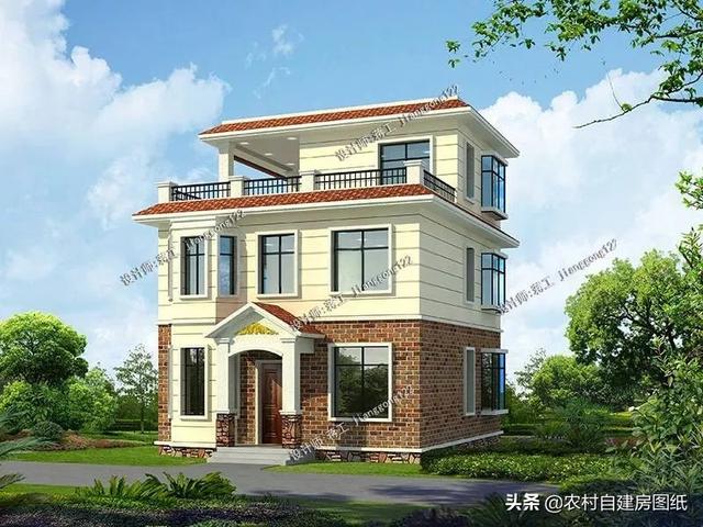 12款三層農(nóng)村別墅設(shè)計(jì)圖，主題造價(jià)20萬(wàn)，占地100平方米左右