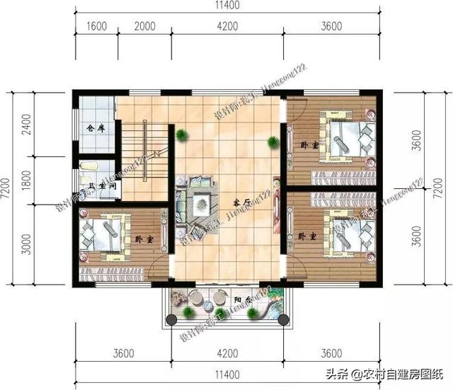 12款三層農(nóng)村別墅設(shè)計(jì)圖，主題造價(jià)20萬(wàn)，占地100平方米左右