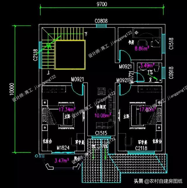 12款三層農(nóng)村別墅設(shè)計(jì)圖，主題造價(jià)20萬(wàn)，占地100平方米左右
