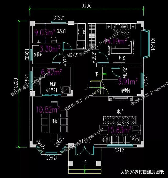 12款三層農(nóng)村別墅設(shè)計(jì)圖，主題造價(jià)20萬(wàn)，占地100平方米左右