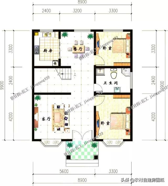 12款三層農(nóng)村別墅設(shè)計(jì)圖，主題造價(jià)20萬(wàn)，占地100平方米左右