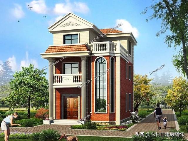 12款三層農(nóng)村別墅設(shè)計(jì)圖，主題造價(jià)20萬(wàn)，占地100平方米左右