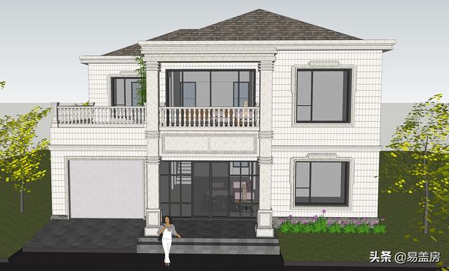 二層簡歐風格別墅設(shè)計圖，4室2廳1廚2衛(wèi)1車庫1儲物1棋牌2露臺