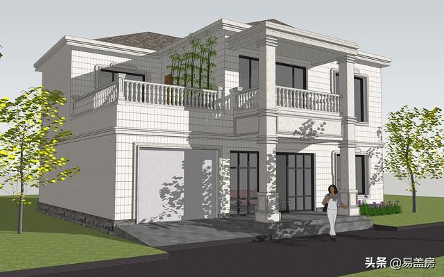 二層簡歐風格別墅設(shè)計圖，4室2廳1廚2衛(wèi)1車庫1儲物1棋牌2露臺