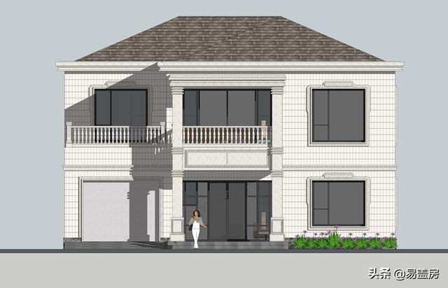二層簡歐風格別墅設(shè)計圖，4室2廳1廚2衛(wèi)1車庫1儲物1棋牌2露臺