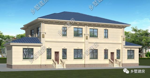 農(nóng)村兩層兄弟雙拼自建別墅設計圖，帶旋轉(zhuǎn)樓梯，看起來氣派豪華