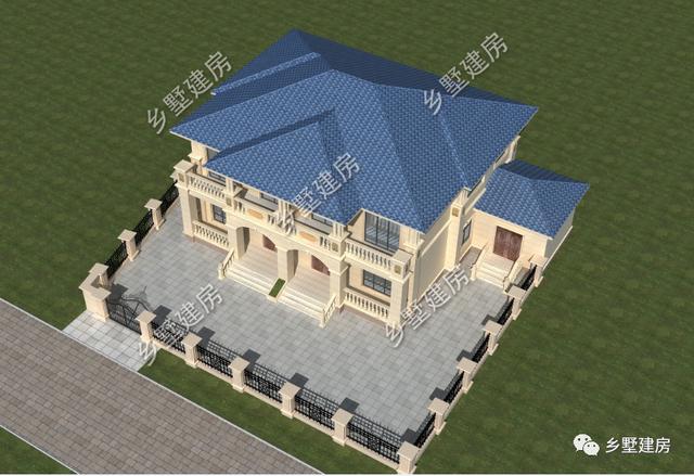 農(nóng)村兩層兄弟雙拼自建別墅設計圖，帶旋轉(zhuǎn)樓梯，看起來氣派豪華